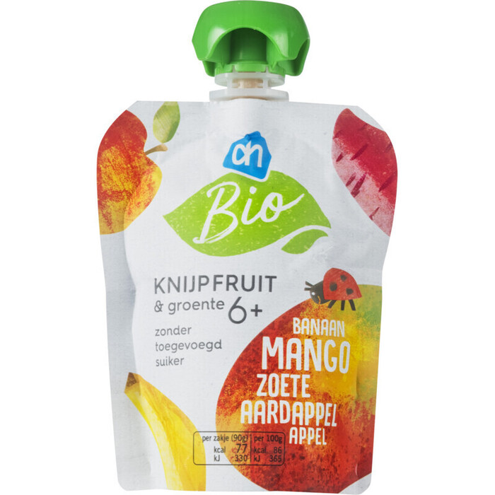 AH Biologisch Knijpfruit&gr mango zoete aardap 6m bio (90g)