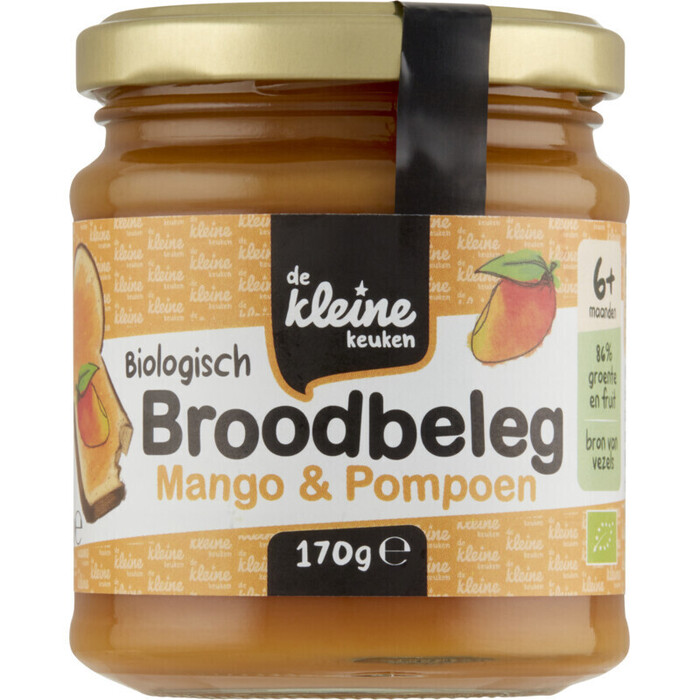 De Kleine Keuken Biologisch Broodbeleg Mango & Pompoen Vanaf 6 Maanden 170g (Pot, 170g)