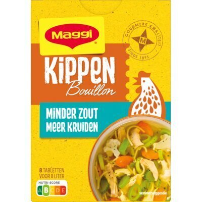 Maggi Minder zout bouillon kip (Doos, 72g)