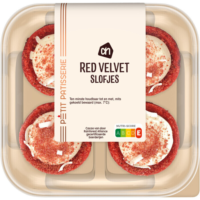 AH Mini red velvet slofjes
