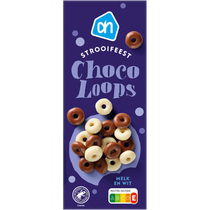 AH Strooifeest choco loops melk en wit (220g)