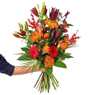 AH Vrolijk veldboeket rood/oranje middel
