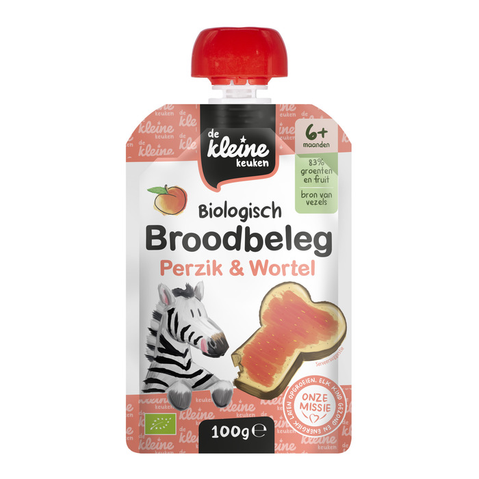De Kleine Keuken Biologisch Broodbeleg Perzik & Wortel 6+ Maanden 100 g (100g)