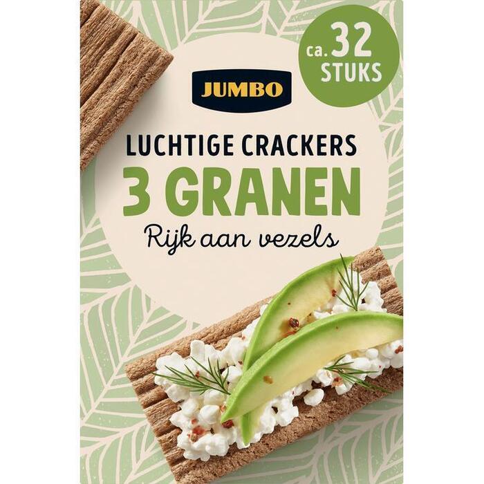 Jumbo Luchtige Crackers 3 Granen 32 Stuks (130g)