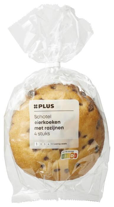 PLUS Schotel eierkoeken met rozijnen (Zak, 200g)