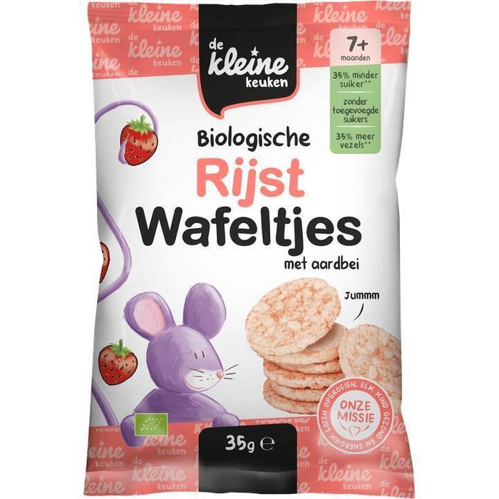 De Kleine Keuken Biologische Rijst Wafeltjes met Aardbei 7+ Maanden 35 g (35g)