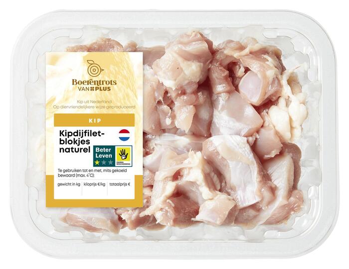 PLUS Boerentrots Kipdijfiletblokjes naturel