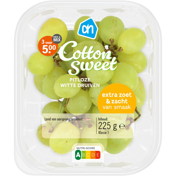 AH Cotton sweets pitloze witte druiven (225g)