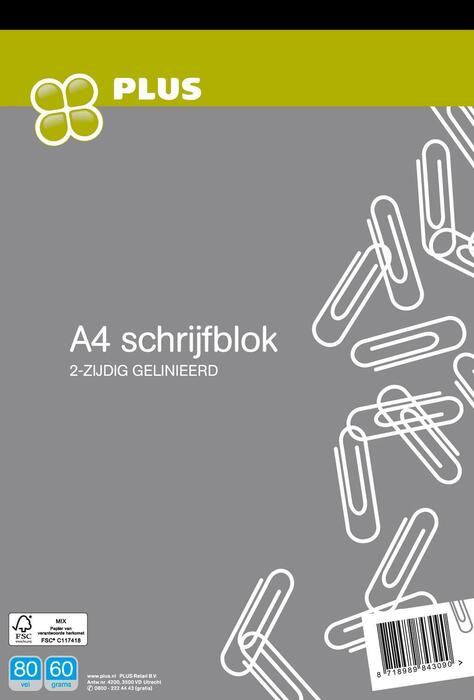 PLUS Schrijfblok A4 80 vel FSC