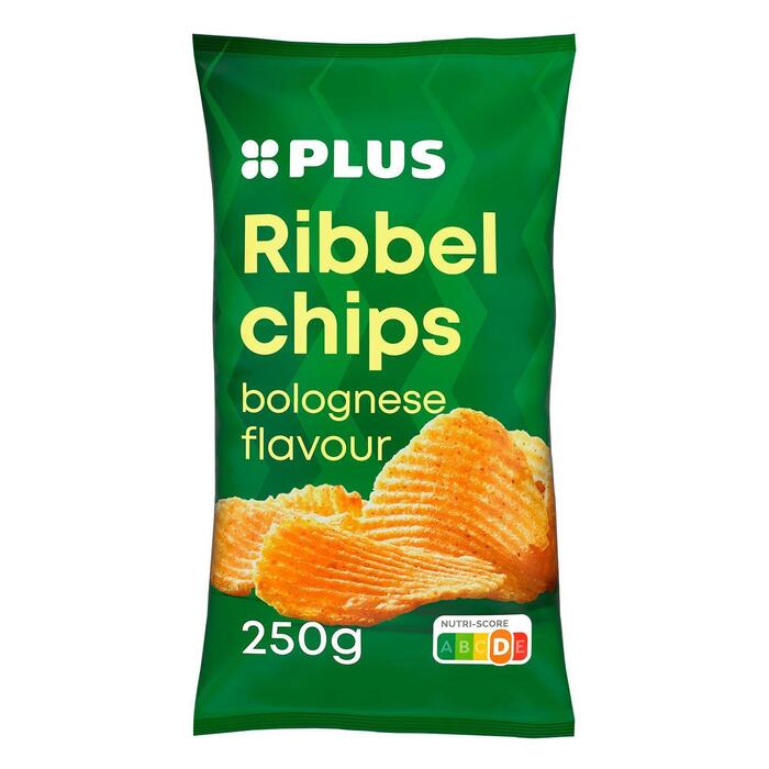 PLUS Ribbelchips bolognese (Zak, 250g)