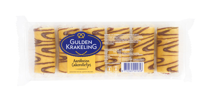 Gulden Krakeling Aardbei Choco Cakerolletjes 150 g (150g)