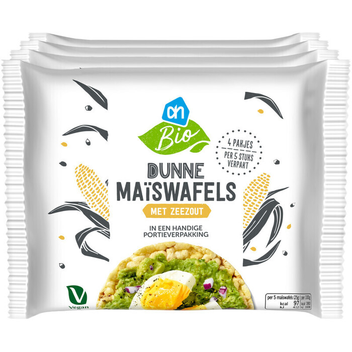 AH Biologisch Dunne maïswafels zeezout portie (100g)