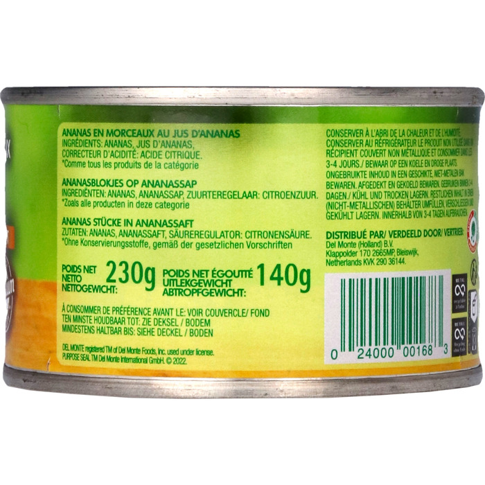 Ananas stukjes Op Sap (blik, 230g)