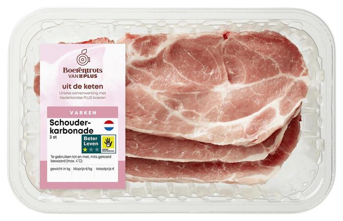 Beter leven Schouderkarbonade 3 stuks (600g)