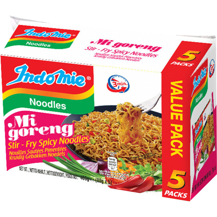 Indo mie Noodles mi goreng hot & spicy 5-pack (400g)