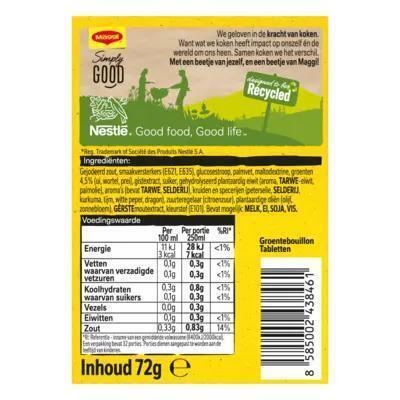 Maggi Minder zout bouillon groente (Doos, 72g)