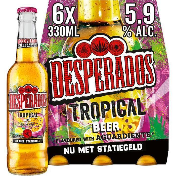 Desperados Tropical Beer Flavoured with Aguardiente Passion Fruit & Lime Flessen 6 x 330 ml (6 × 33cl)