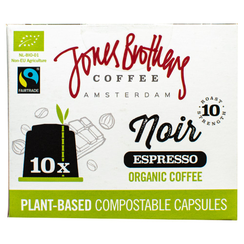 Jones Brothers Coffee Noir Espresso Organic Coffee 10 x 5, 5g (5.5g)