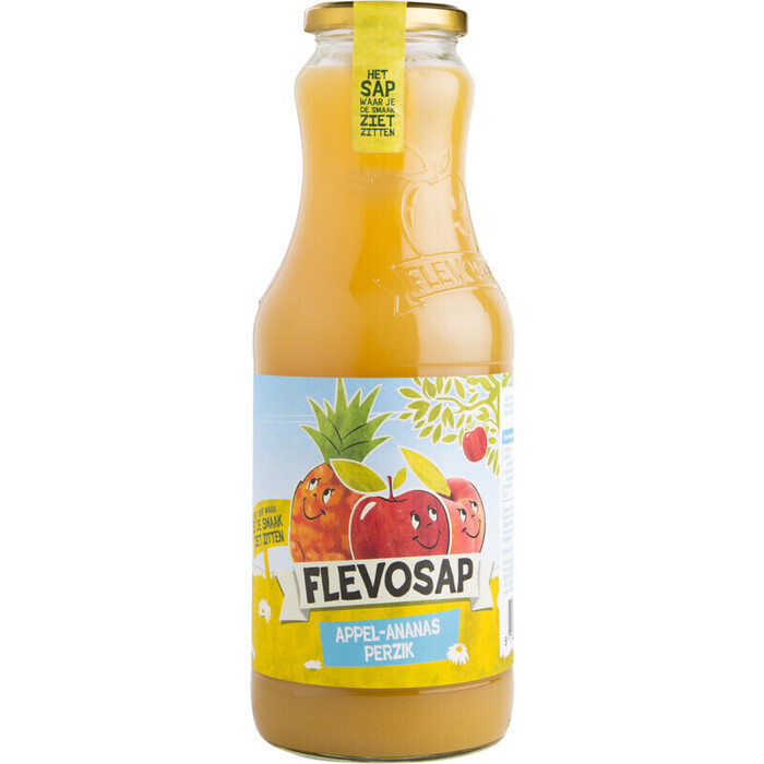 Flevosap Appel-Ananas Perzik 1 l Fles (1L)