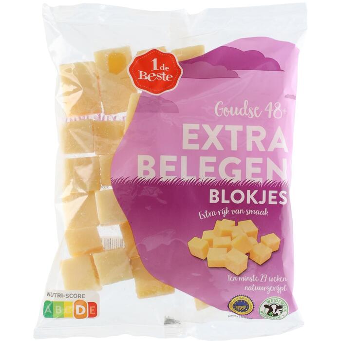 1 de Beste Kaasblokjes extra belegen (250g)