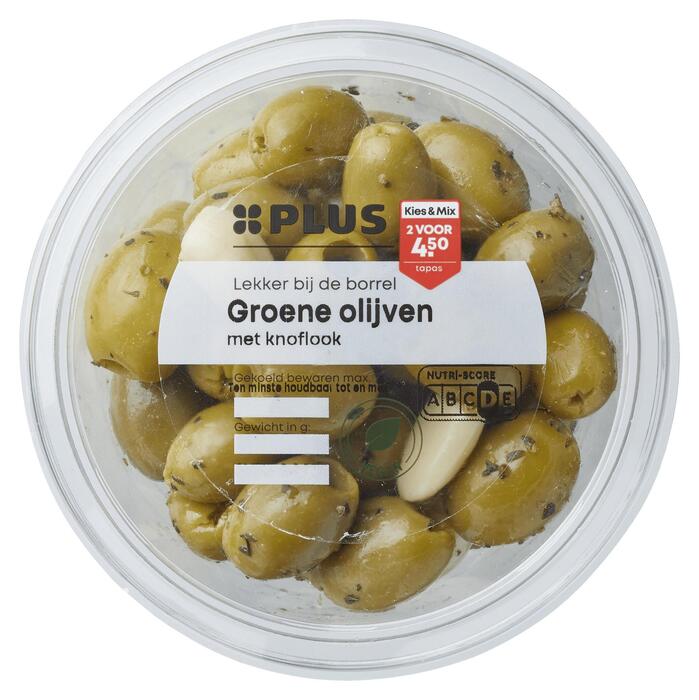 PLUS Olijven met knoflook (Kuipje, 260g)