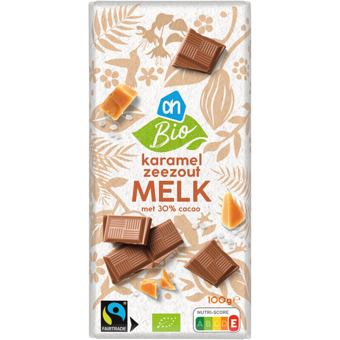 AH Biologisch Tablet melk karamel zeezout (100g)