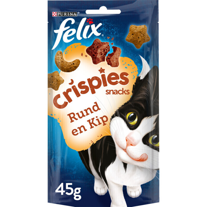 PURINA® FELIX Crispies Snacks met Rund- & Kipsmaak 45 g (Zak, 45g)