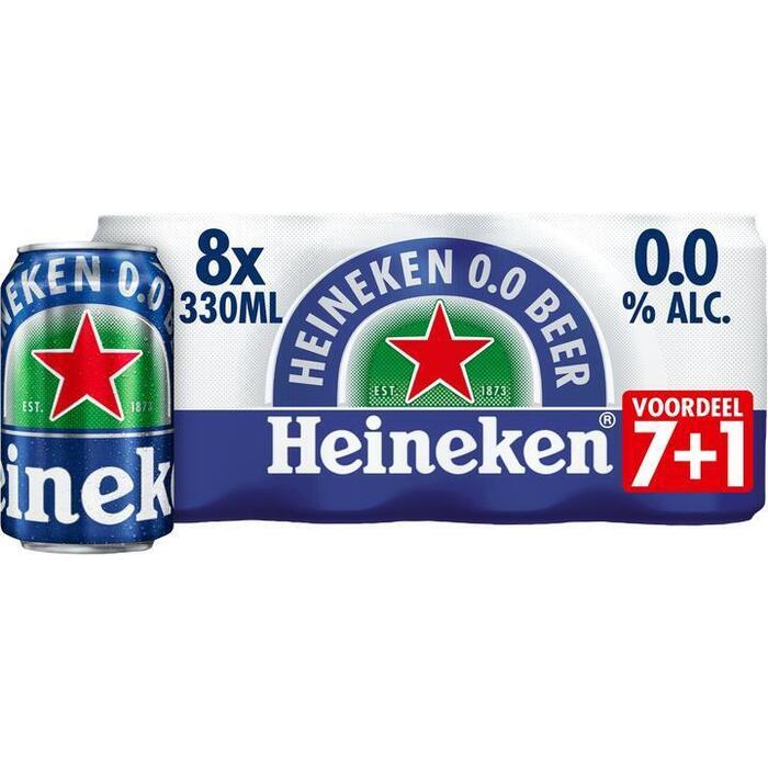 Heineken Premium Pilsener 0.0 Bier Blik 7+1 x 330 ml (8 × 33cl)