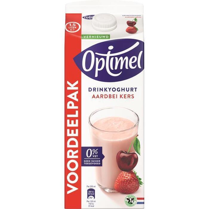 Optimel drink aardbei/kers (Pak, 1.5L)