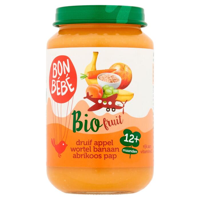 Bonbébé Fruithapje druif appel wortel banaan abrikoos (Pot, 200g)