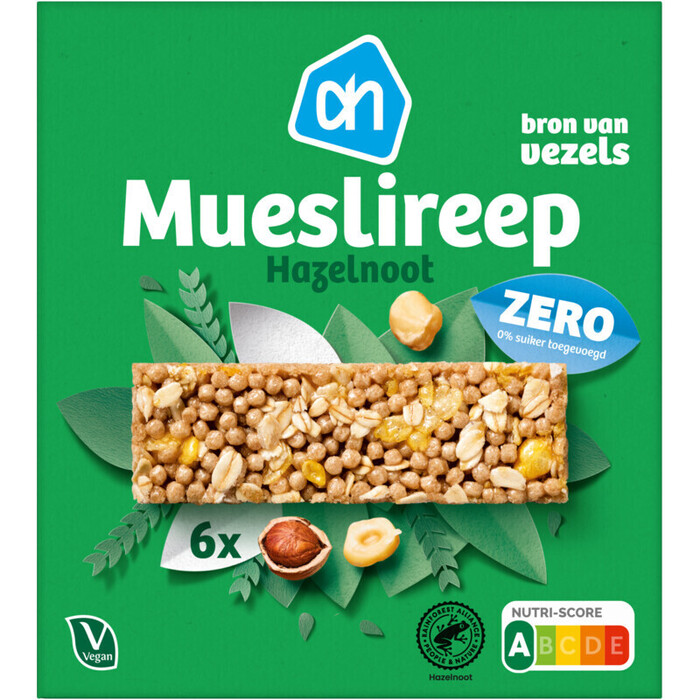 AH Mueslireep hazelnoot zero (150g)
