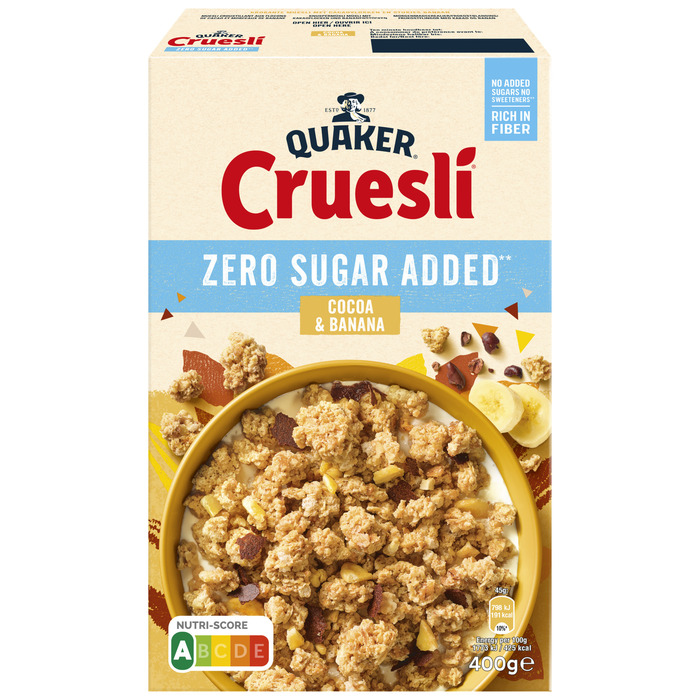Quaker Cruesli Zero Sugar Added Cocoa & Banana 400 gr (400g)
