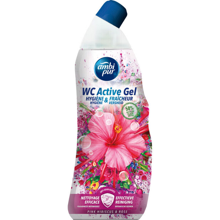Ambi Pur WC Active Gel Pink Hibiscus & Rose 750 ml (0.75L)