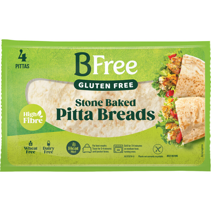 BFree Be Wheat & Gluten Free Pitta Breads Stone Baked 4 x 55 g (220g)